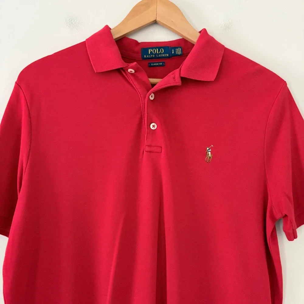 Polo Ralph Lauren Mens Shirt S Red Classic Fit Short Sleeve Pony Logo Cotton